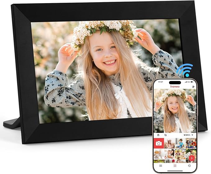 قاب عکس دیجیتال وایفای Vicloon با صفحه نمایش ۱۰.۱ اینچی لمسی HD IPS، قابلیت چرخش خودکار و امکان نصب روی دیوار؛ دارای حافظه ۳۲ گیگابایتی و قابلیت اشتراکگذاری آسان عکس و ویدیو از طریق اپلیکیشن Frameo.