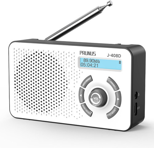 خرید رادیو قابل حمل PRUNUS J-408 | رادیو دیجیتال DAB+/FM و بلوتوث با باتری ۲۰۰۰ میلیآمپر