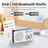 خرید رادیو قابل حمل PRUNUS J-408 | رادیو دیجیتال DAB+/FM و بلوتوث با باتری ۲۰۰۰ میلیآمپر