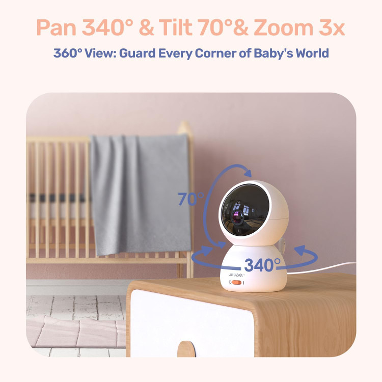 بیبی مانیتور هوشمند 1080P با صفحه نمایش 4 اینچی | چرخش 360 درجه و اتصال WiFi