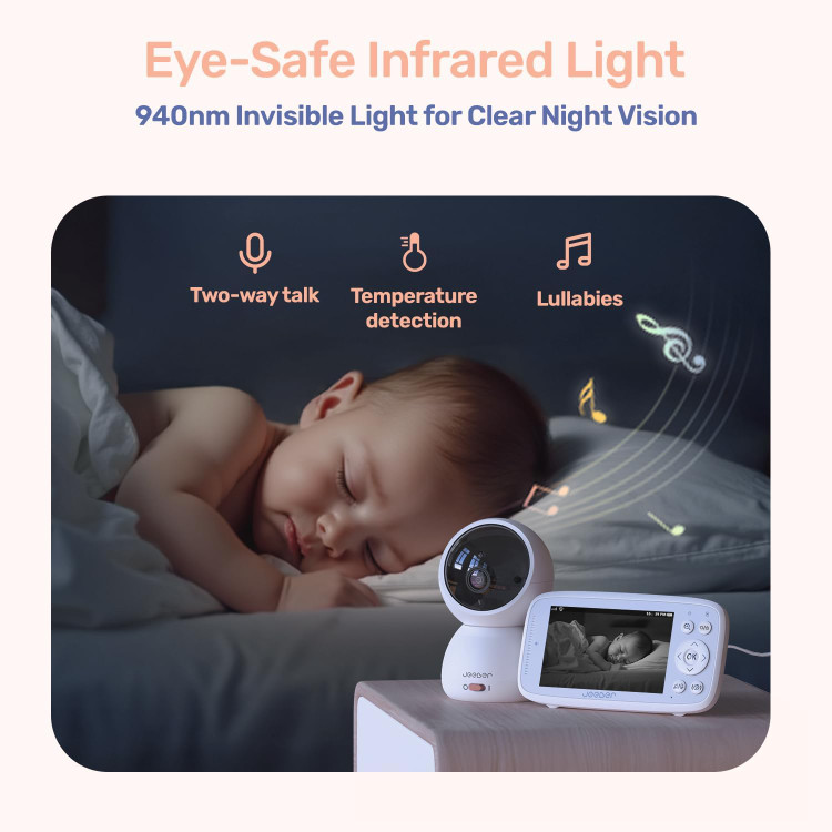 بیبی مانیتور هوشمند 1080P با صفحه نمایش 4 اینچی | چرخش 360 درجه و اتصال WiFi