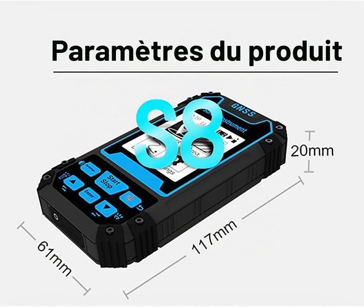 خرید دستگاه GNSS مدل S8 با قابلیت موقعیتیابی، مسیریابی لحظهای، اندازهگیری ارتفاع، ثبت مسیر و باتری قابل شارژ، مناسب استفاده میدانی.