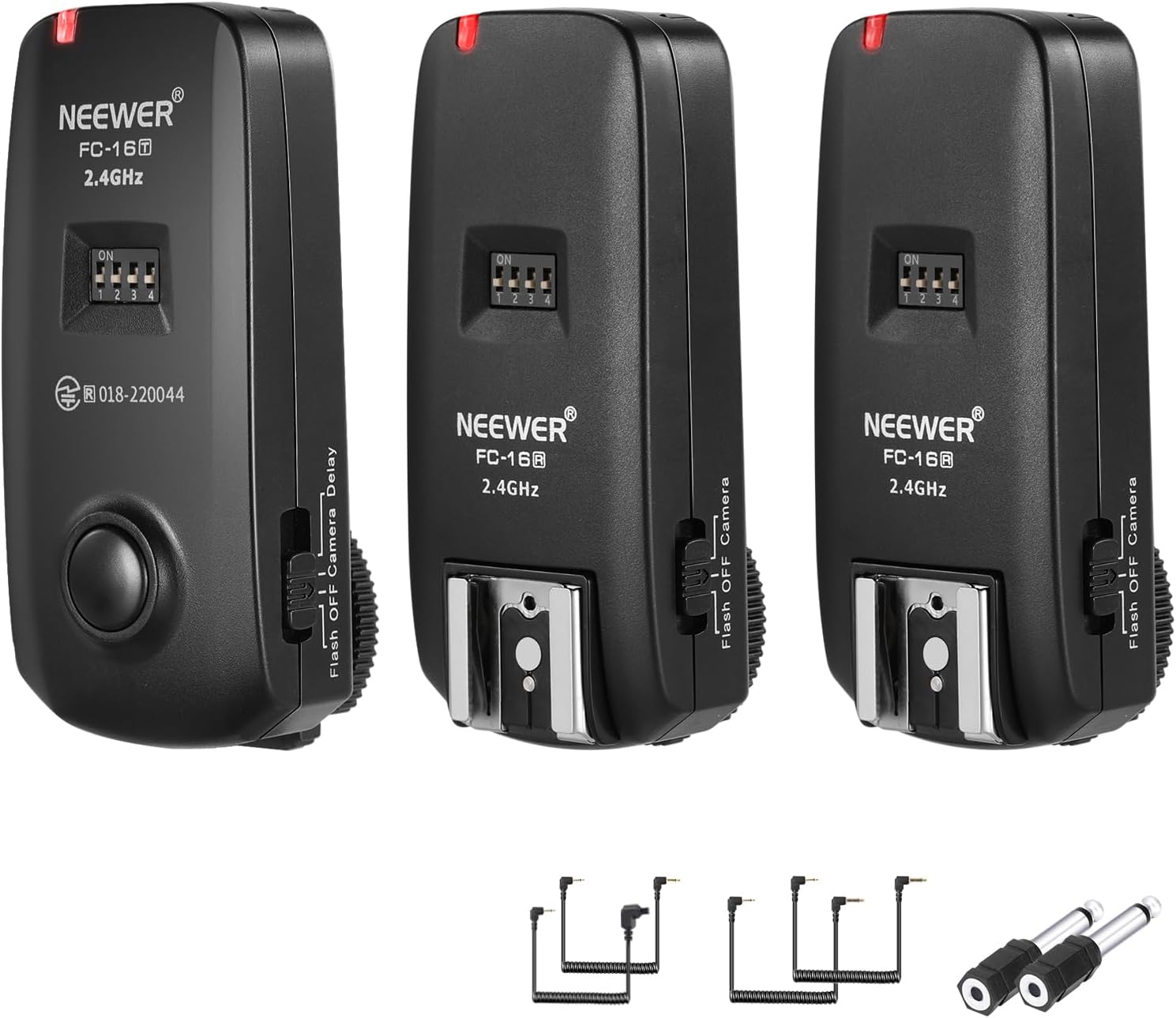 ست ریموت تریگر فلاش و شاتر بی‌سیم Neewer FC-16 – مخصوص دوربین‌های کانن (دارای ۲ گیرنده)