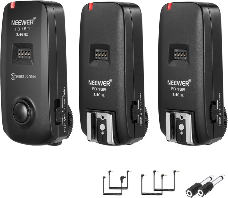 ست ریموت تریگر فلاش و شاتر بیسیم Neewer FC-16 – مخصوص دوربینهای کانن (دارای ۲ گیرنده)