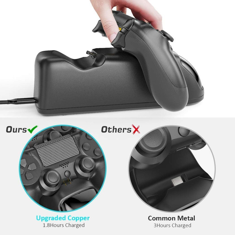 ایستگاه شارژ دسته PS4 برند OIVO - دارای تراشه ارتقایافته با قابلیت شارژ ۱.۸ ساعته