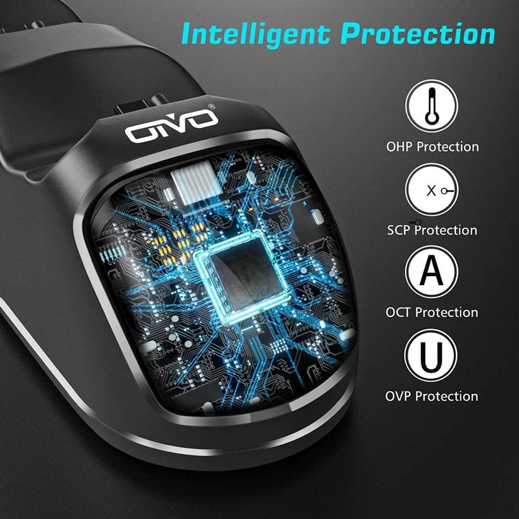 ایستگاه شارژ دسته PS4 برند OIVO - دارای تراشه ارتقایافته با قابلیت شارژ ۱.۸ ساعته
